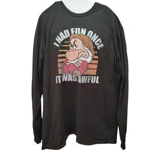Disney 7 Dwarfs Grumpy Men's Black Long Sleeve T Shirt Size 2XL